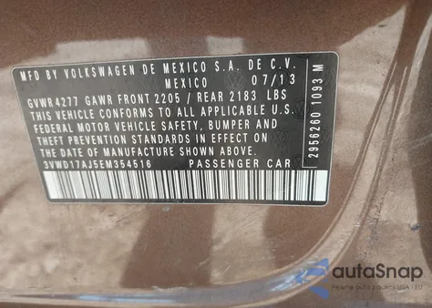 2014 Volkswagen Jetta 1.8T Se из США, поврежденный, VIN 3VWD17AJ5EM354516